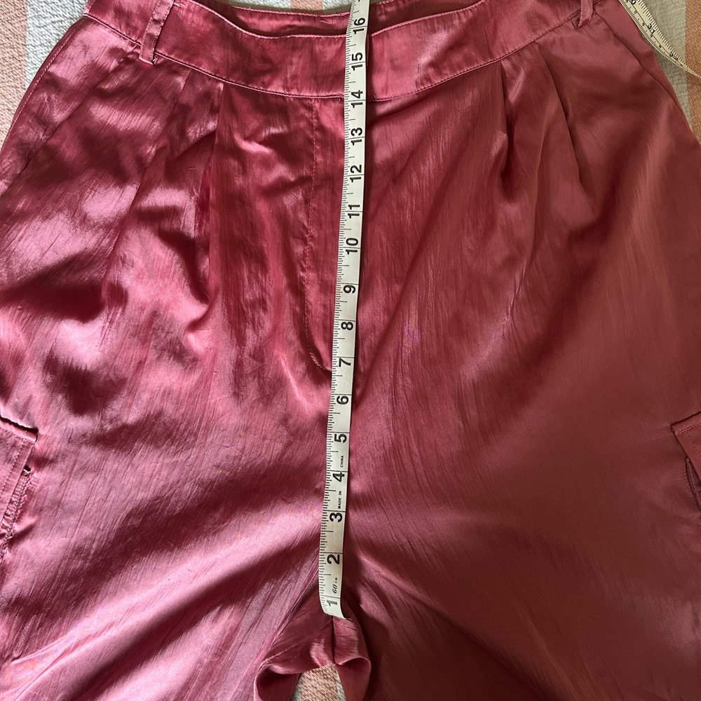 Tibi Pink Wide-Leg Cargo Satin Pants - Picture 5 of 7